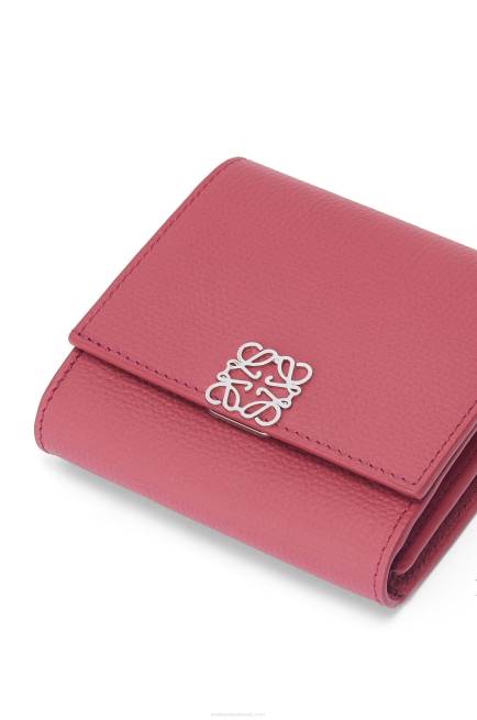 Plumrose Anagram compact flap wallet in pebble grain calfskin Loewe 84PR1239 Women