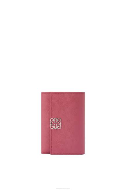 Plumrose Anagram small vertical wallet in pebble grain calfskin Loewe 84PR1240 Women