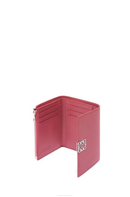 Plumrose Anagram small vertical wallet in pebble grain calfskin Loewe 84PR1240 Women