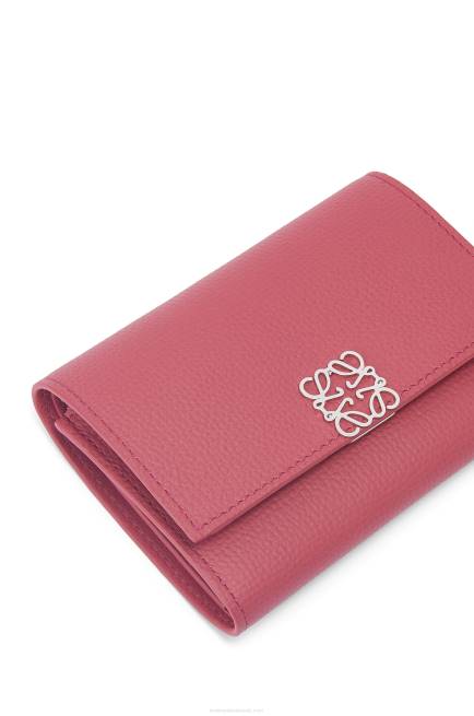 Plumrose Anagram small vertical wallet in pebble grain calfskin Loewe 84PR1240 Women