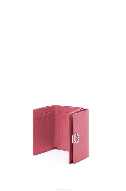 Plumrose Anagram trifold wallet in pebble grain calfskin Loewe 84PR1238 Women