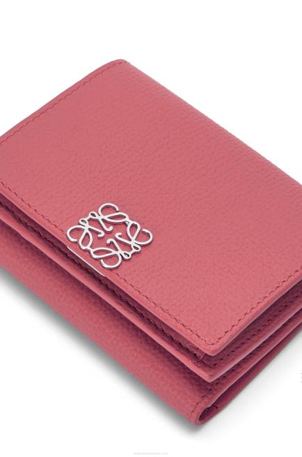 Plumrose Anagram trifold wallet in pebble grain calfskin Loewe 84PR1238 Women