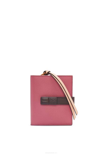 Plumrose/Chocolate Compact zip wallet in soft grained calfskin Loewe 84PR1244 Women