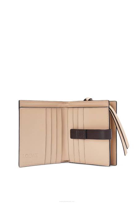 Plumrose/Chocolate Compact zip wallet in soft grained calfskin Loewe 84PR1244 Women
