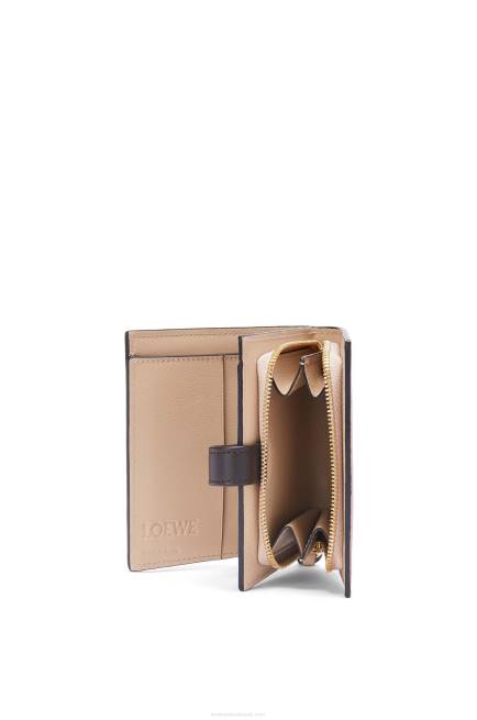 Plumrose/Chocolate Compact zip wallet in soft grained calfskin Loewe 84PR1244 Women