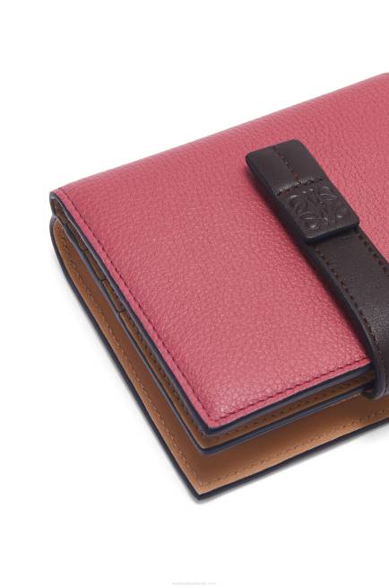 Plumrose/Chocolate Compact zip wallet in soft grained calfskin Loewe 84PR1244 Women