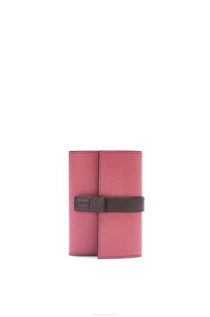 Plumrose/Chocolate Small vertical wallet in soft grained calfskin Loewe 84PR1243 Women