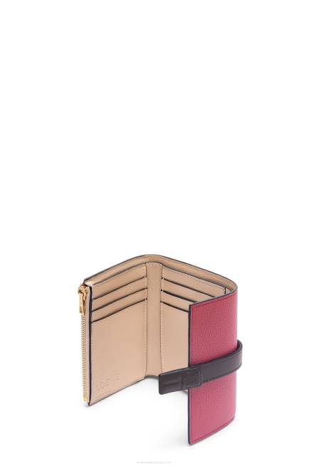 Plumrose/Chocolate Small vertical wallet in soft grained calfskin Loewe 84PR1243 Women