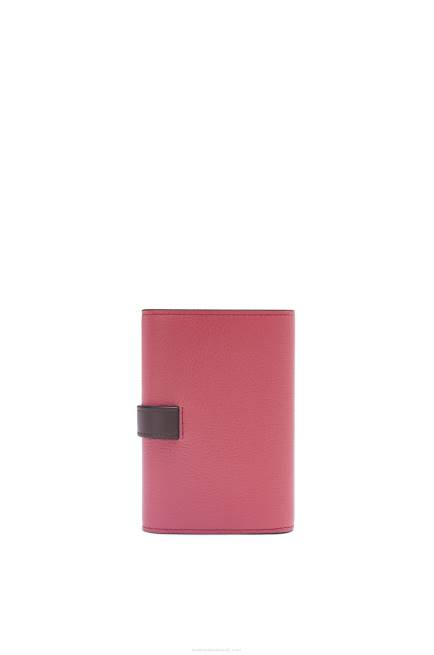 Plumrose/Chocolate Small vertical wallet in soft grained calfskin Loewe 84PR1243 Women
