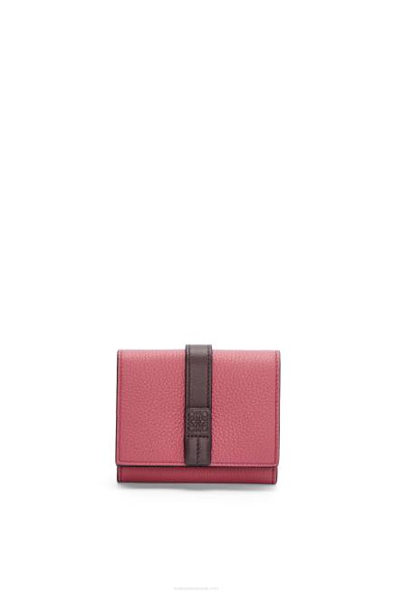 Plumrose/Chocolate Trifold wallet in soft grained calfskin Loewe 84PR1241 Women