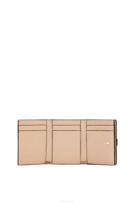 Plumrose/Chocolate Trifold wallet in soft grained calfskin Loewe 84PR1241 Women