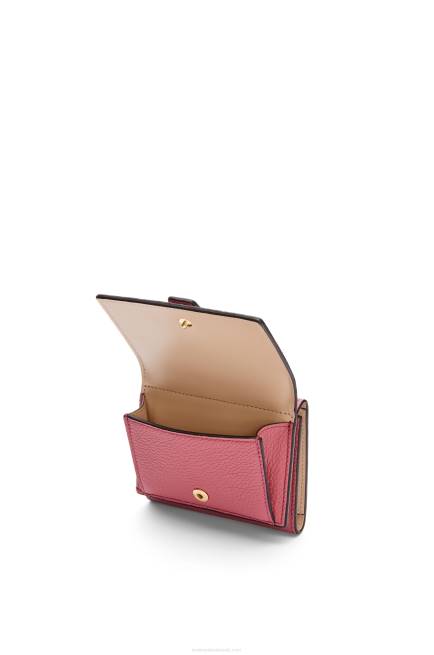 Plumrose/Chocolate Trifold wallet in soft grained calfskin Loewe 84PR1241 Women