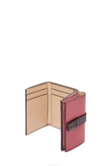 Plumrose/Chocolate Trifold wallet in soft grained calfskin Loewe 84PR1241 Women