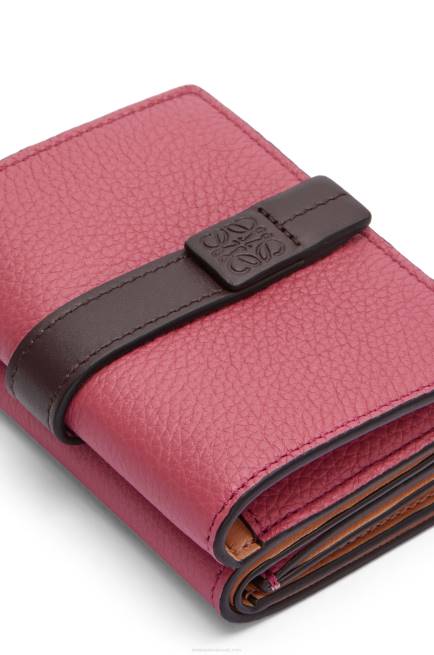 Plumrose/Chocolate Trifold wallet in soft grained calfskin Loewe 84PR1241 Women