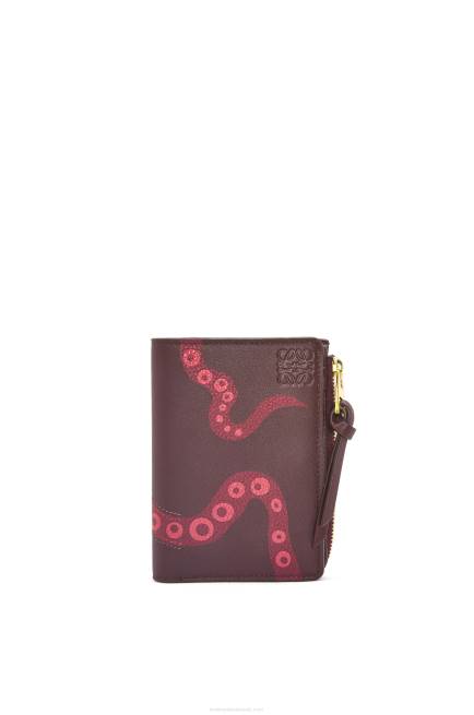 Prune Octopus slim zip wallet in classic calfskin Loewe 84PR1303 Women