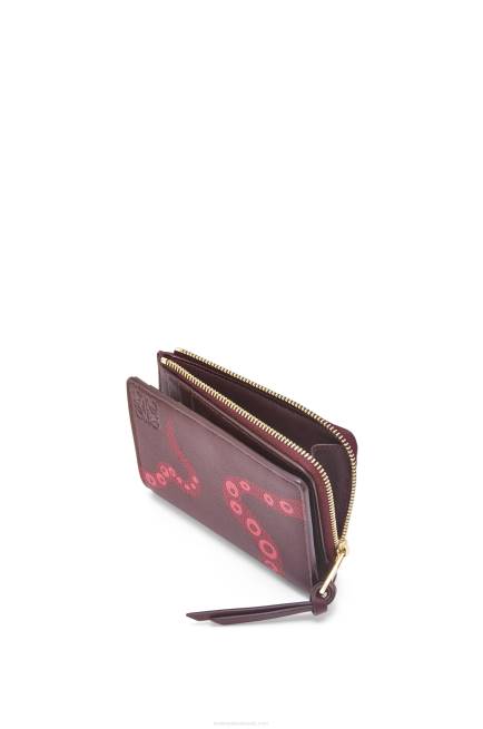 Prune Octopus slim zip wallet in classic calfskin Loewe 84PR1303 Women