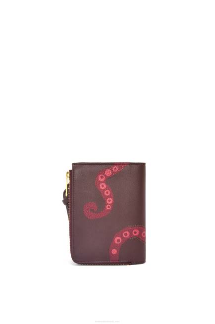 Prune Octopus slim zip wallet in classic calfskin Loewe 84PR1303 Women