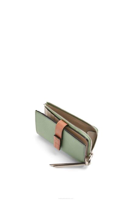 Rosemary/Tan Slim zip bifold wallet in soft grained calfskin Loewe 84PR1224 Women