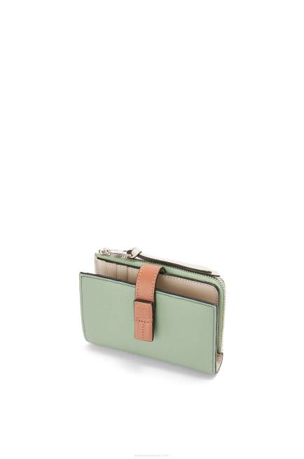 Rosemary/Tan Slim zip bifold wallet in soft grained calfskin Loewe 84PR1224 Women