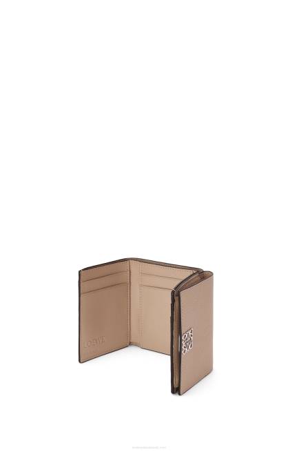 Sand Anagram trifold wallet in pebble grain calfskin Loewe 84PR1214 Women