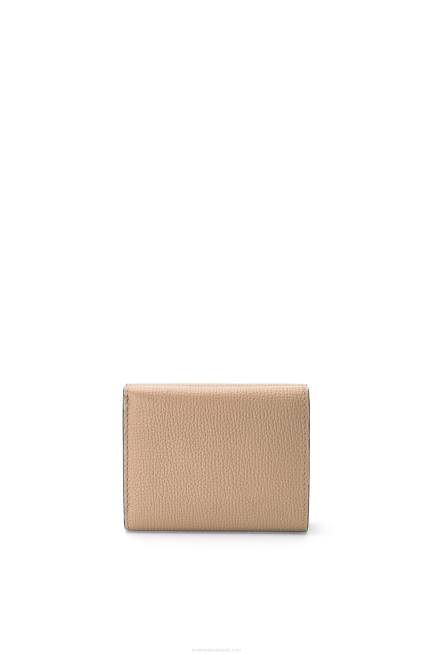 Sand Anagram trifold wallet in pebble grain calfskin Loewe 84PR1214 Women