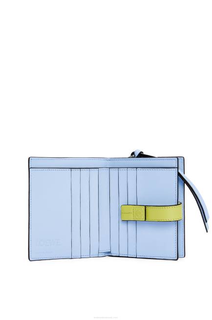 Soft White/Lime Yellow Compact zip wallet in soft grained calfskin Loewe 84PR1229 Women