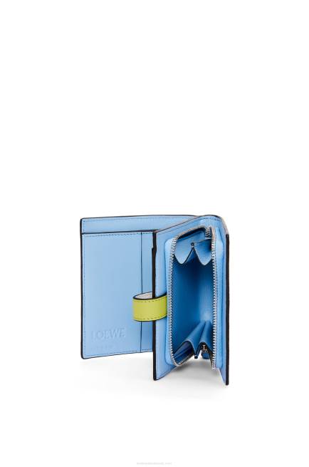 Soft White/Lime Yellow Compact zip wallet in soft grained calfskin Loewe 84PR1229 Women