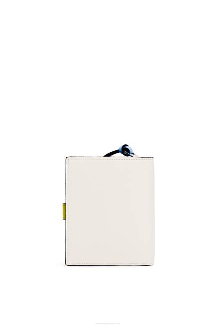 Soft White/Lime Yellow Compact zip wallet in soft grained calfskin Loewe 84PR1229 Women