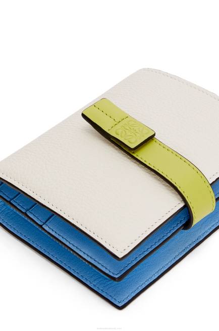 Soft White/Lime Yellow Compact zip wallet in soft grained calfskin Loewe 84PR1229 Women