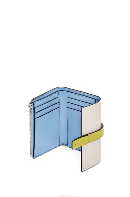 Soft White/Lime Yellow Small vertical wallet in soft grained calfskin Loewe 84PR1228 Women