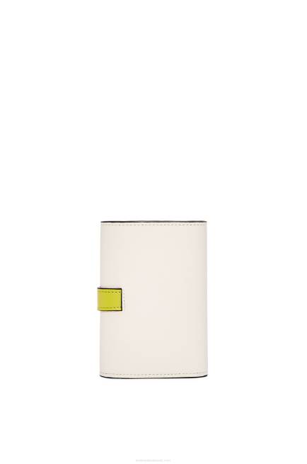 Soft White/Lime Yellow Small vertical wallet in soft grained calfskin Loewe 84PR1228 Women