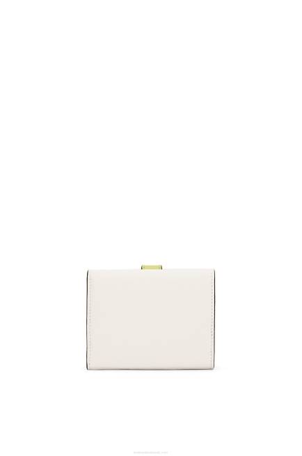 Soft White/Lime Yellow Trifold wallet in soft grained calfskin Loewe 84PR1227 Women