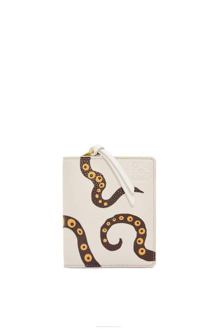 Soft White Octopus compact zip wallet in classic calf Loewe 84PR1304 Women