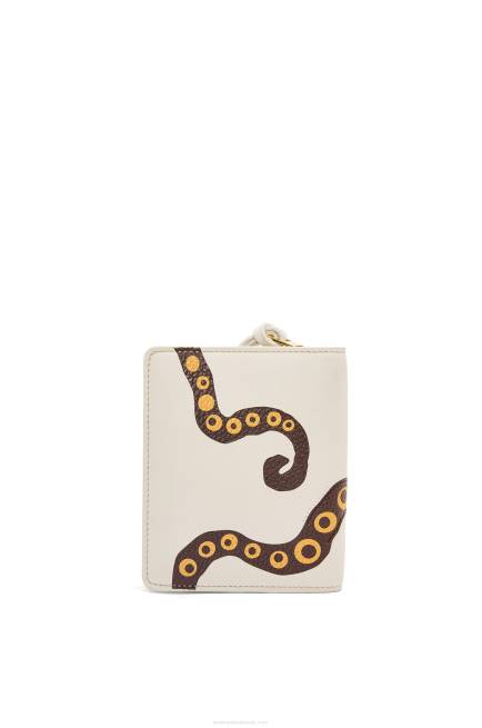 Soft White Octopus compact zip wallet in classic calf Loewe 84PR1304 Women