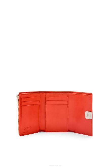Sunrise Orange Anagram small vertical wallet in pebble grain calfskin Loewe 84PR1205 Women