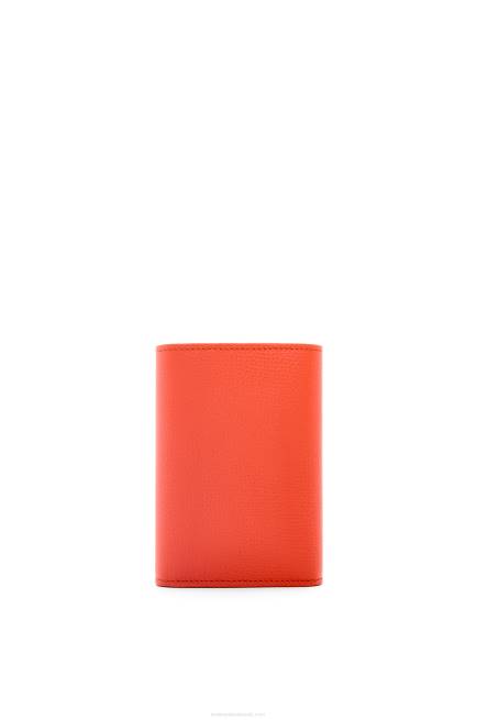 Sunrise Orange Anagram small vertical wallet in pebble grain calfskin Loewe 84PR1205 Women
