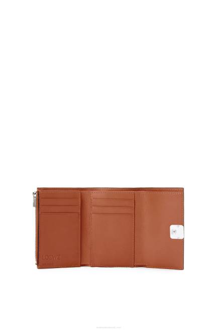 Tan Anagram small vertical wallet in pebble grain calfskin Loewe 84PR1231 Women