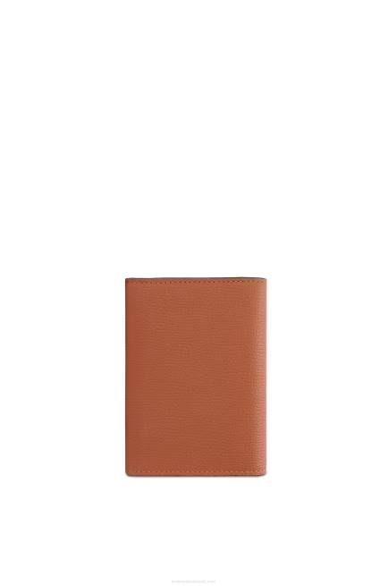 Tan Anagram small vertical wallet in pebble grain calfskin Loewe 84PR1231 Women