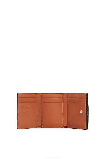 Tan Anagram trifold wallet in pebble grain calfskin Loewe 84PR1230 Women