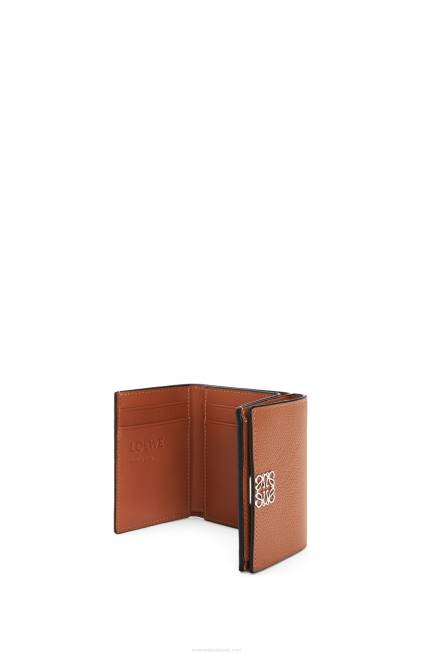 Tan Anagram trifold wallet in pebble grain calfskin Loewe 84PR1230 Women