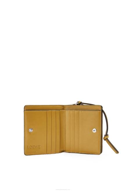 Tan/Ochre Brand compact zip wallet in classic calfskin Loewe 84PR1301 Women