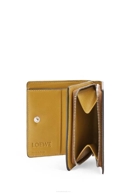 Tan/Ochre Brand compact zip wallet in classic calfskin Loewe 84PR1301 Women