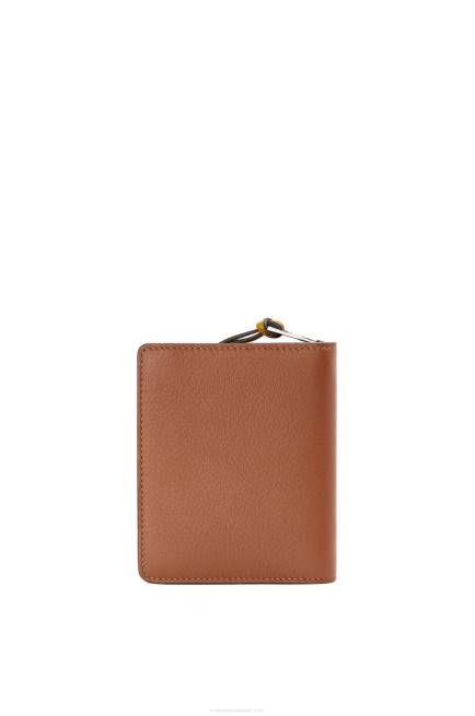 Tan/Ochre Brand compact zip wallet in classic calfskin Loewe 84PR1301 Women