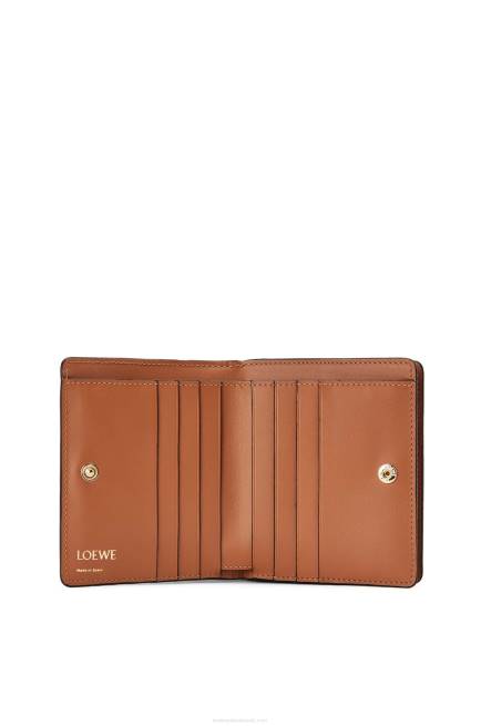 Tan Repeat compact zip wallet in embossed silk calfskin Loewe 84PR1281 Women
