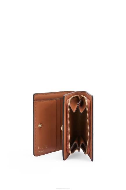 Tan Repeat compact zip wallet in embossed silk calfskin Loewe 84PR1281 Women