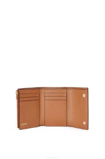 Tan Repeat small vertical wallet in embossed silk calfskin Loewe 84PR1280 Women