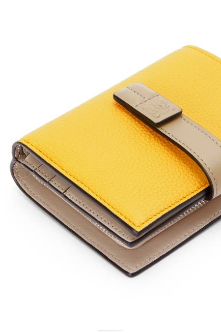 Yellow/Clay Green Compact zip wallet in soft grained calfskin Loewe 84PR1308 Women