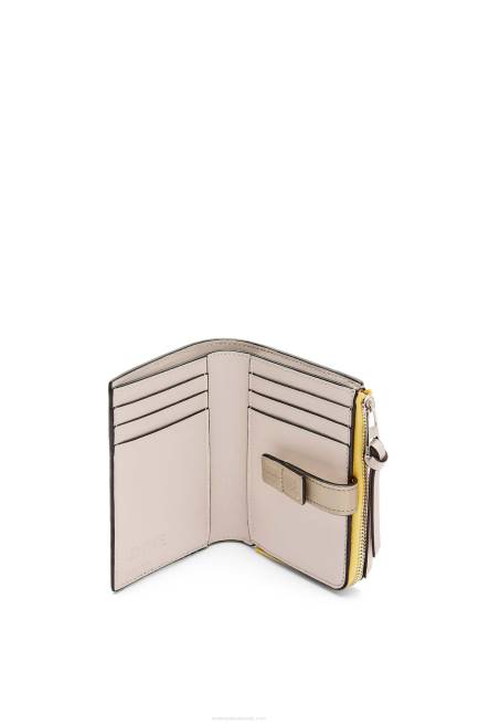 Yellow/Clay Green Slim zip bifold wallet in soft grained calfskin Loewe 84PR1283 Women