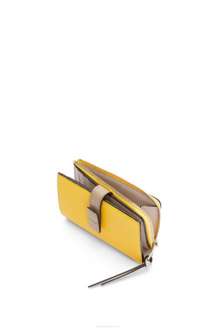 Yellow/Clay Green Slim zip bifold wallet in soft grained calfskin Loewe 84PR1283 Women