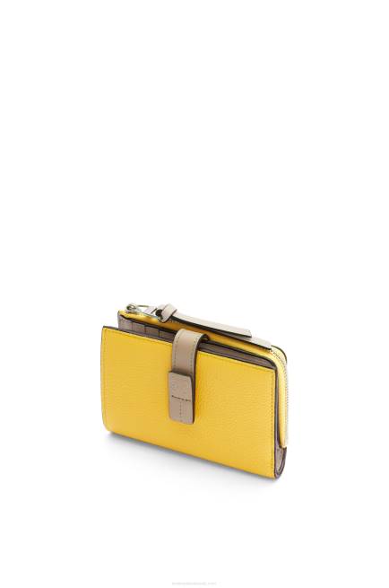 Yellow/Clay Green Slim zip bifold wallet in soft grained calfskin Loewe 84PR1283 Women